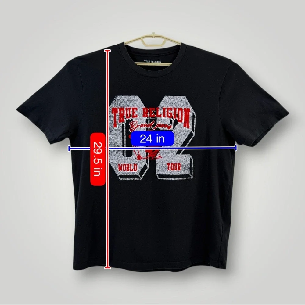True Religion Shirt Mens 3XL Black World Tour‎ 02 Graphic Tee Brand Jeans Music